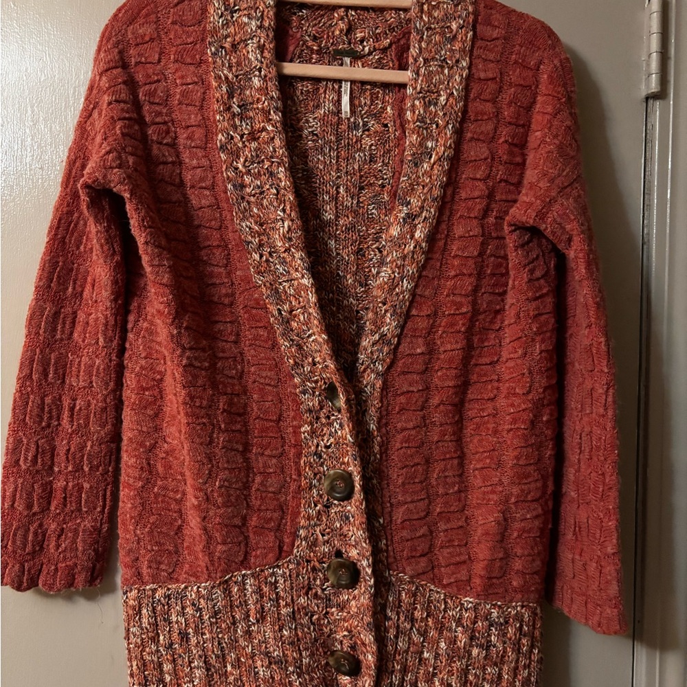 Free People Textured Rust Cardigan